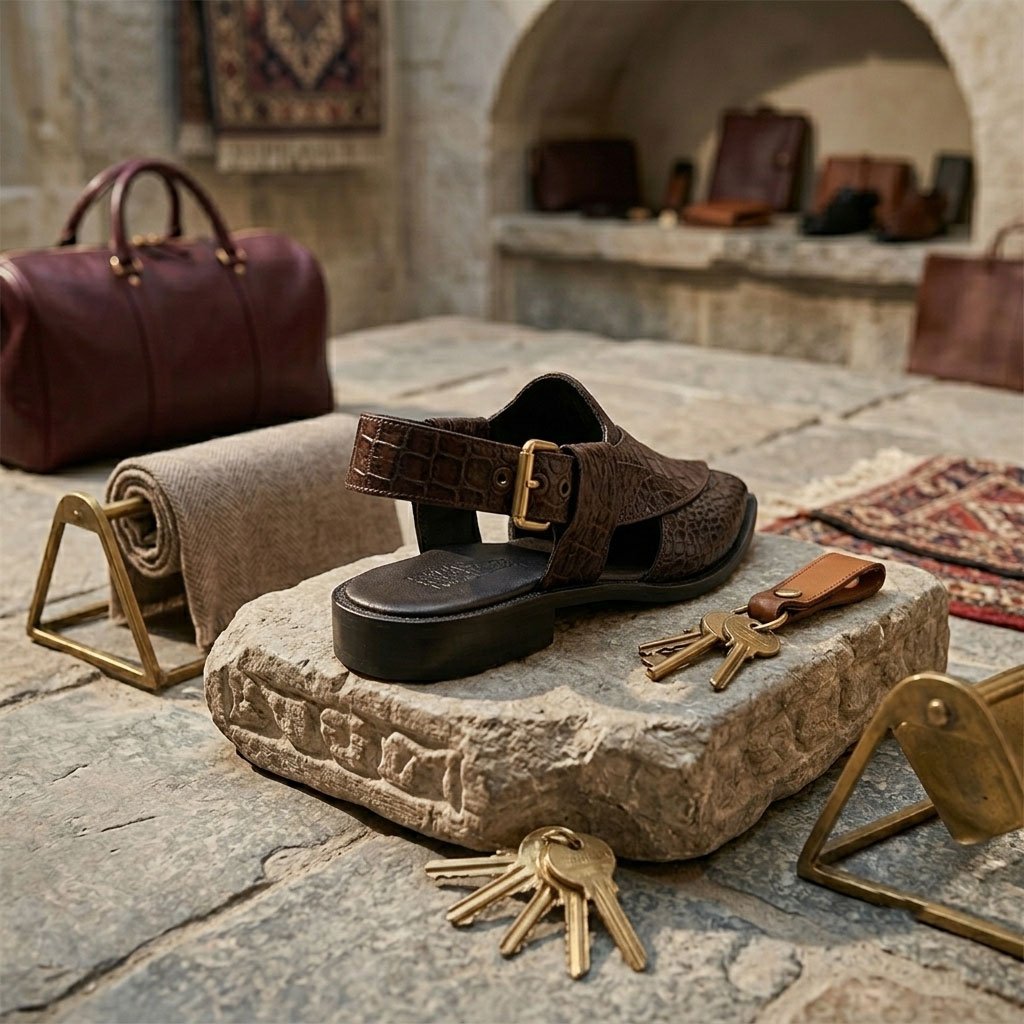 Crocodile Print Kaptaan Chappal - Image 3